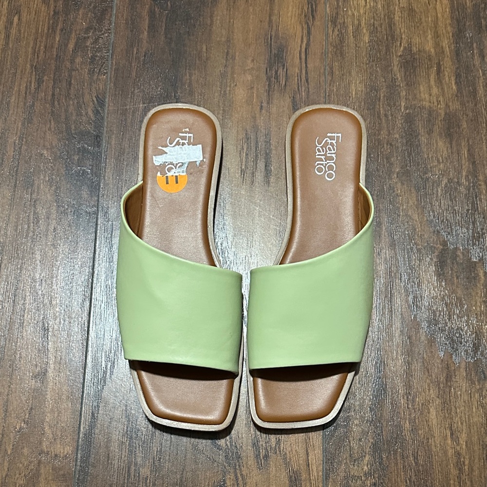 Franco Sarto Women's Light Green Flat Slide Mules